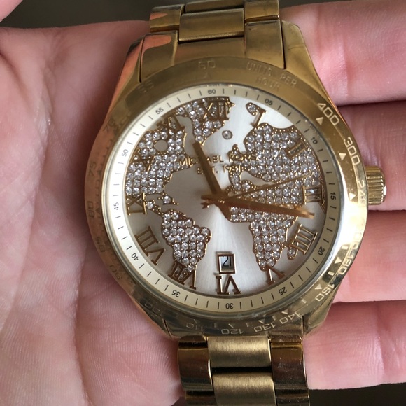 michael kors gold world watch